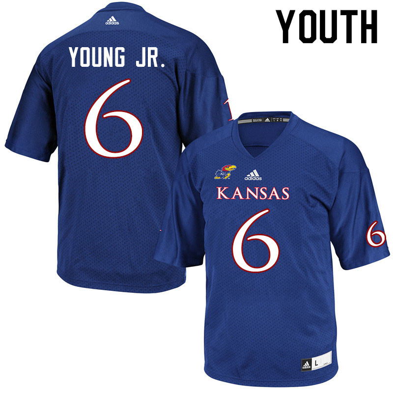 Youth #6 Scottie Young Jr. Kansas Jayhawks College Football Jerseys Sale-Royal - Click Image to Close